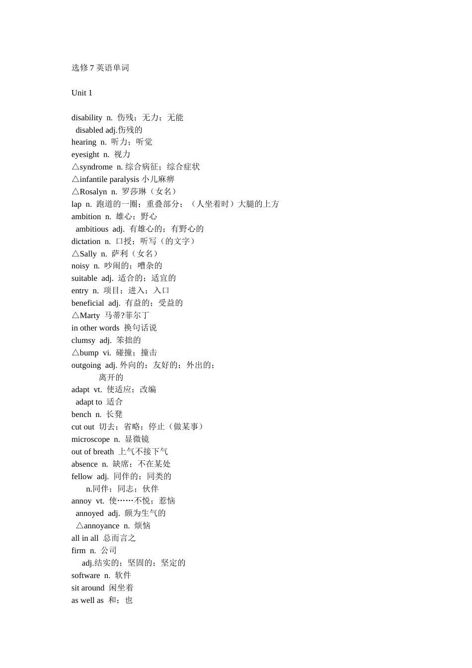 高中英语选修7单词表[共11页]_第1页