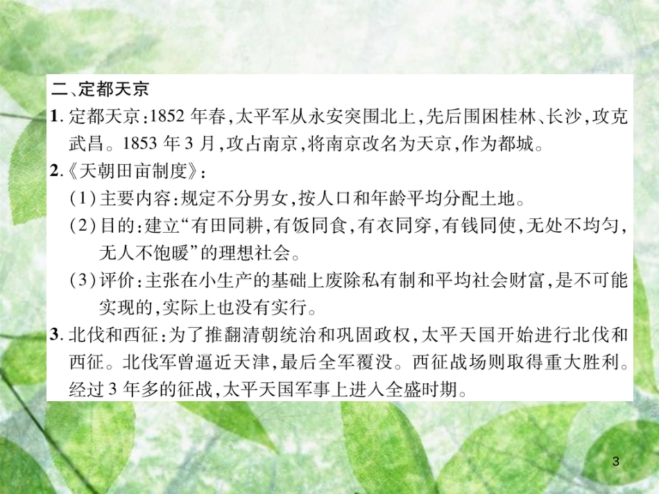 八年级历史上册 练习手册 第1单元 中国开始沦为半殖民地半封建社会 第3课 太平天国运动优质课件 新人教版_第3页