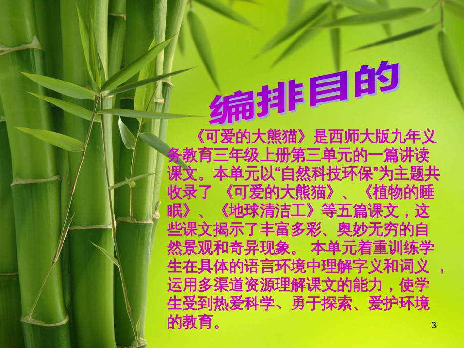 三年级语文上册 第三单元 可爱的大熊猫课件3 西师大版_第3页