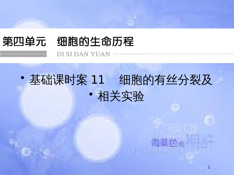高考生物一轮复习 第4单元 细胞的生命历程11课件 苏教版必修1_第1页