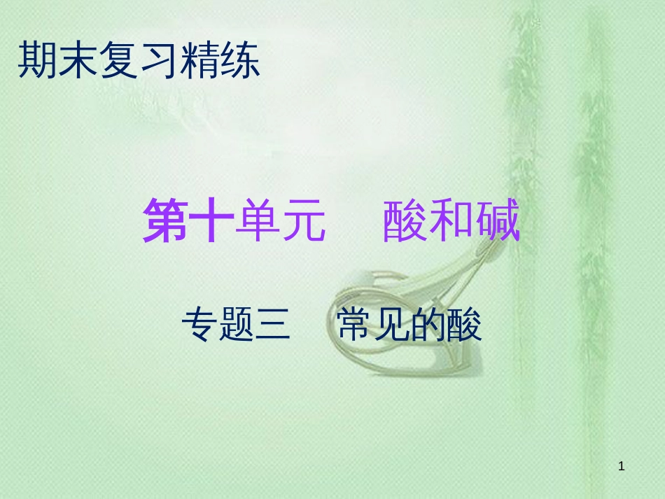 九年级化学下册 期末复习精炼 第十单元 酸和碱 专题三 常见的酸优质课件 （新版）新人教版_第1页