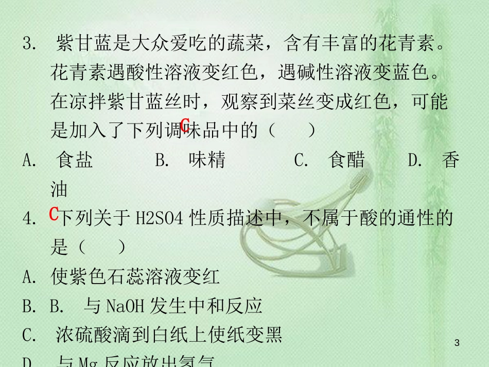 九年级化学下册 期末复习精炼 第十单元 酸和碱 专题三 常见的酸优质课件 （新版）新人教版_第3页