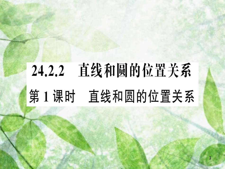 九年级数学上册 第二十四章 圆 24.2 点和圆、直线和圆的位置关系 24.2.2 直线和圆的位置关系 第1课时 直线和圆的位置关系习题优质课件 （新版）新人教版_第1页