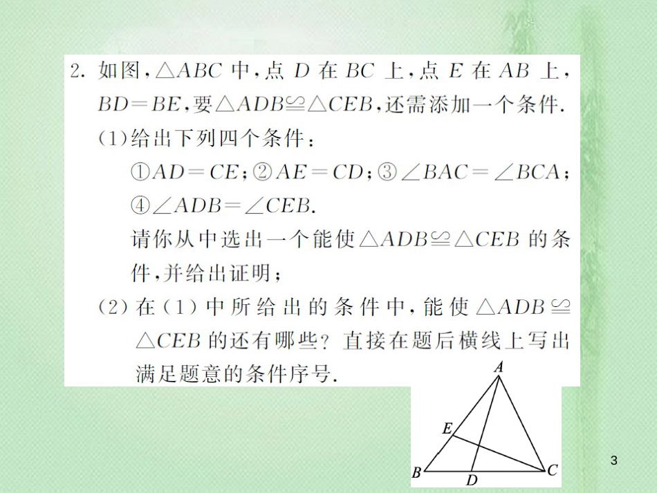 八年级数学上册 滚动小专题（四）全等三角形中的开放研究型问题习题优质课件 （新版）湘教版_第3页