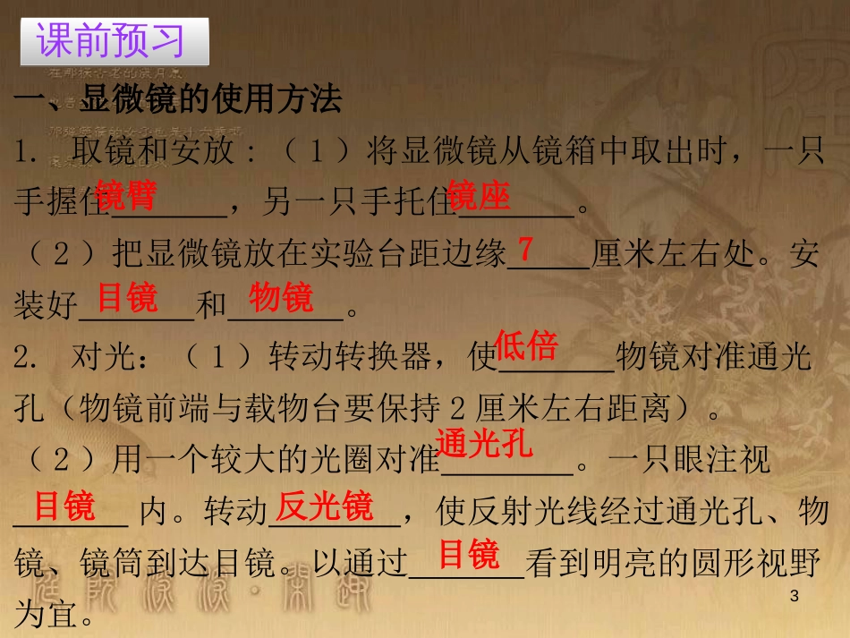 七年级生物上册 第二单元 第一章 第一节 练习使用显微镜优质课件 （新版）新人教版_第3页