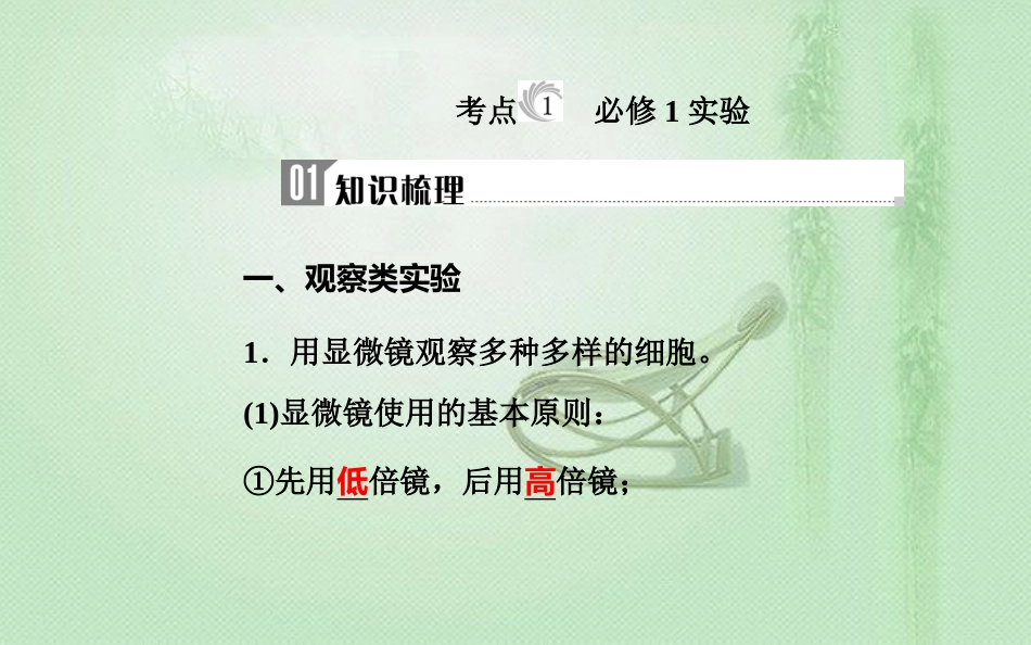 高中生物学业水平复习 专题十七 生物学实验 考点1 必修1实验优质课件_第3页