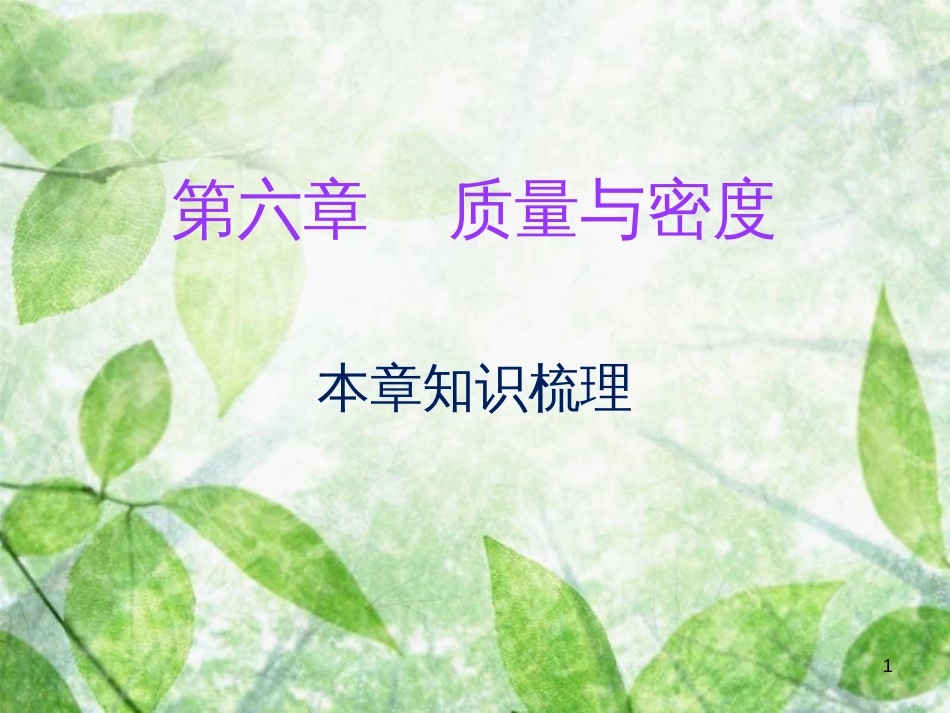 八年级物理上册 期末复习 第六章 质量和密度本章知识梳理习题优质课件 （新版）新人教版_第1页