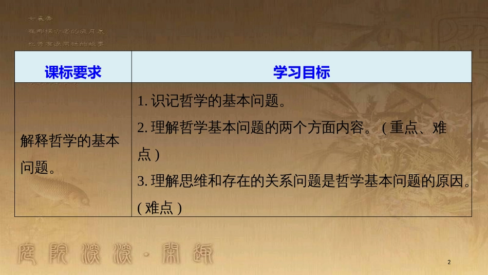 高中政治 第一单元 生活智慧与时代精神 第二课 百舸争流的思想 1 哲学的基本问题优质课件 新人教版必修4_第2页