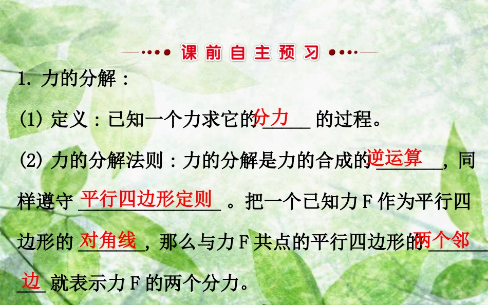 高中物理 第三章 相互作用 3.5 力的分解优质课件2 新人教版必修1_第3页