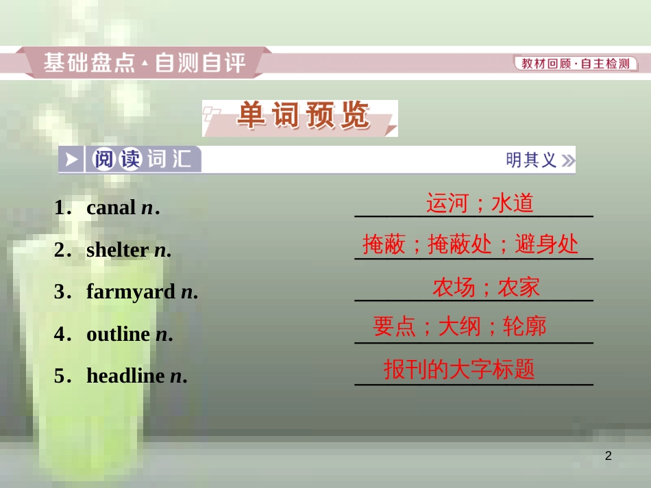 高考英语一轮复习 第一部分 基础考点聚焦 Unit 4 Earthquakes优质课件 新人教版必修1_第2页