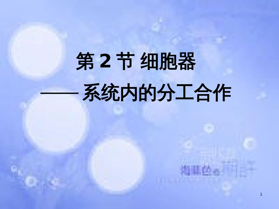 高中生物 第三章 细胞的基本结构 3.2 细胞器-系统内的分工合作课件2 新人教版必修1_第1页