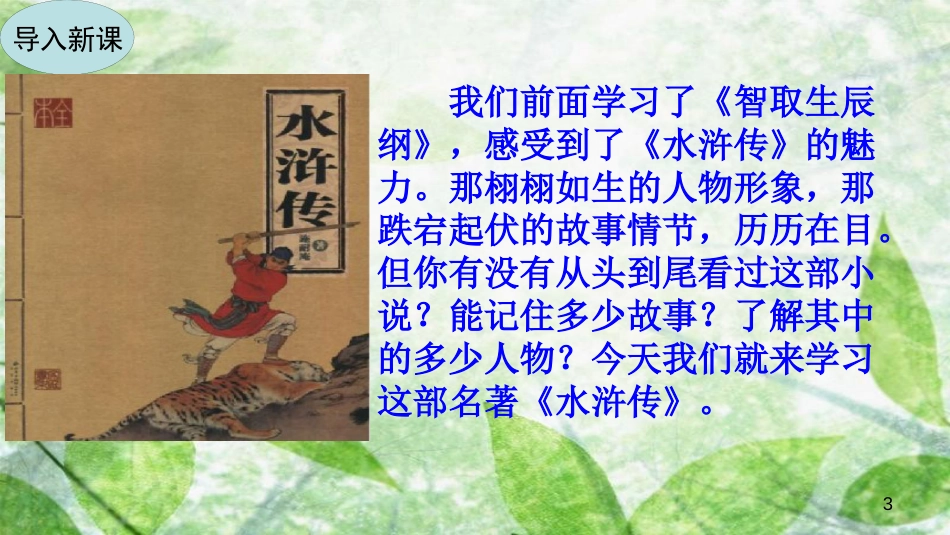 九年级语文上册 第六单元 名著导读《水浒传》：古典小说的阅读优质课件 新人教版_第3页