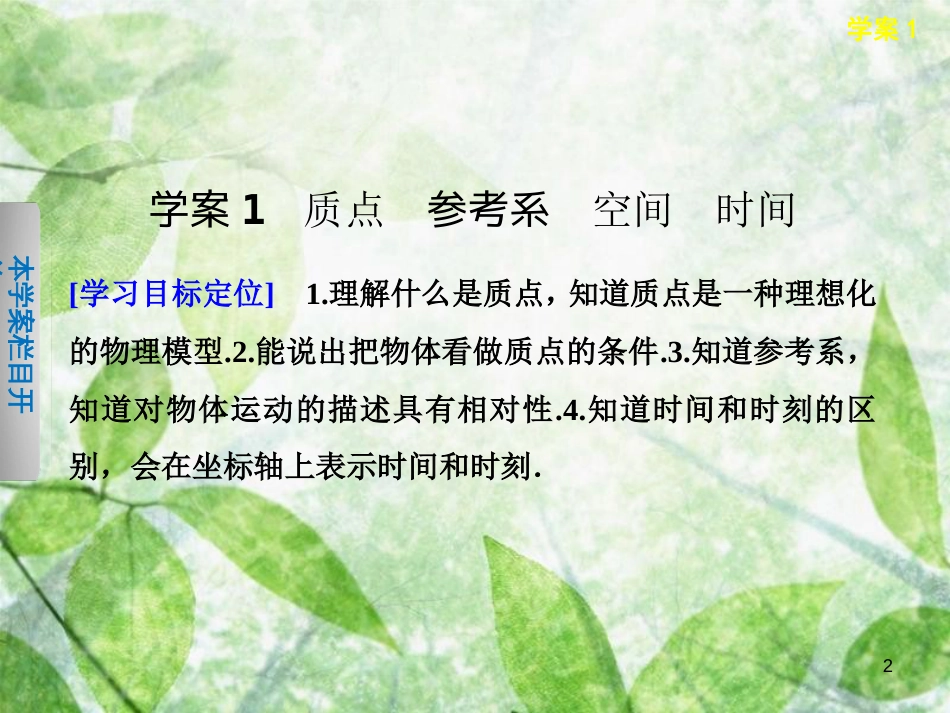 高中物理 第一章 运动的描述 第1节 质点 参考系 空间 时间优质课件 教科版必修1_第2页