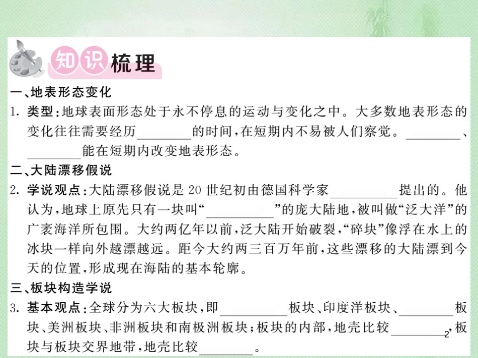 七年级地理上册 第2章 第四节 海陆变迁习题优质课件 （新版）湘教版_第2页