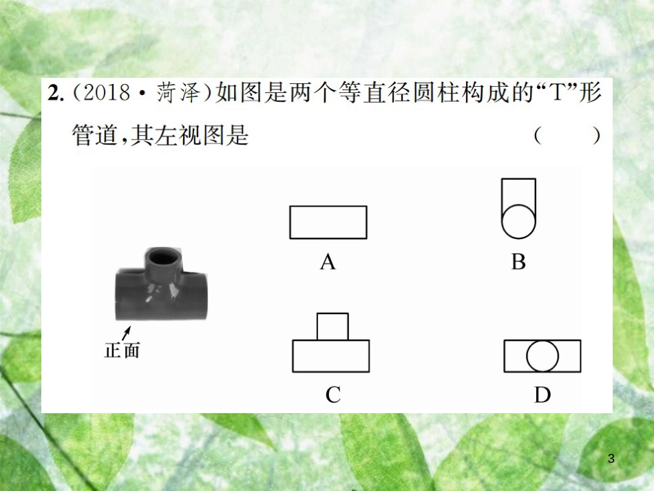 九年级数学下册 第二十九章 投影与视图 29.2 三视图 第1课时 几何体的三视图习题优质课件 （新版）新人教版_第3页