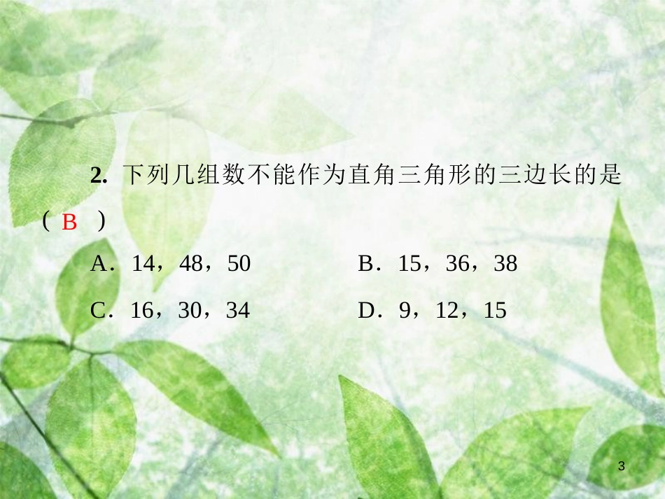 八年级数学上册 第一章 勾股定理基础测试卷1(1.1-1.3)导学优质课件 （新版）北师大版_第3页