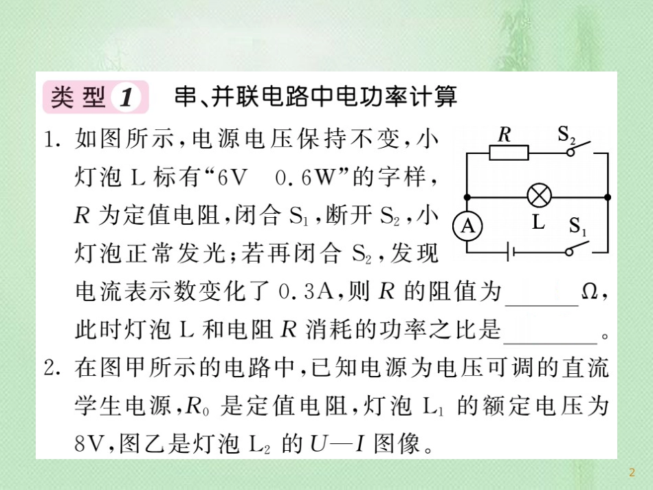 九年级物理上册 专题训练五 电功 电功率计算与分析习题优质课件 （新版）教科版_第2页