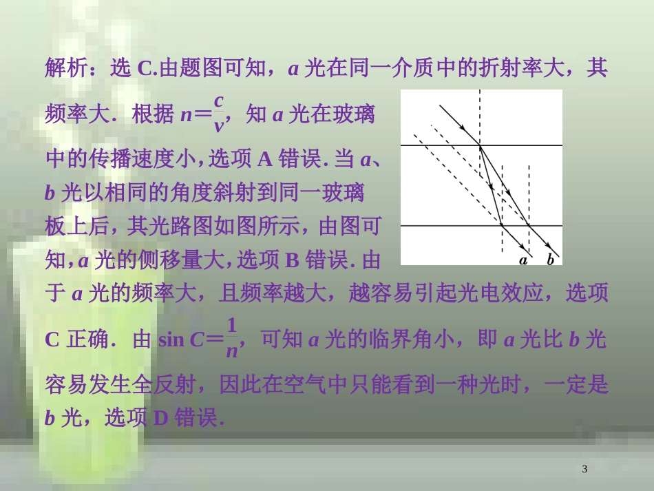 高考物理一轮复习 第十四章 机械振动与机械波光电磁波与相对论 第三节 光的折射 全反射随堂达标巩固落实优质课件_第3页