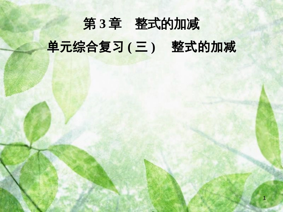七年级数学上册 第3章《整式的加减》单元综合复习（三）整式的加减优质课件 （新版）华东师大版_第1页