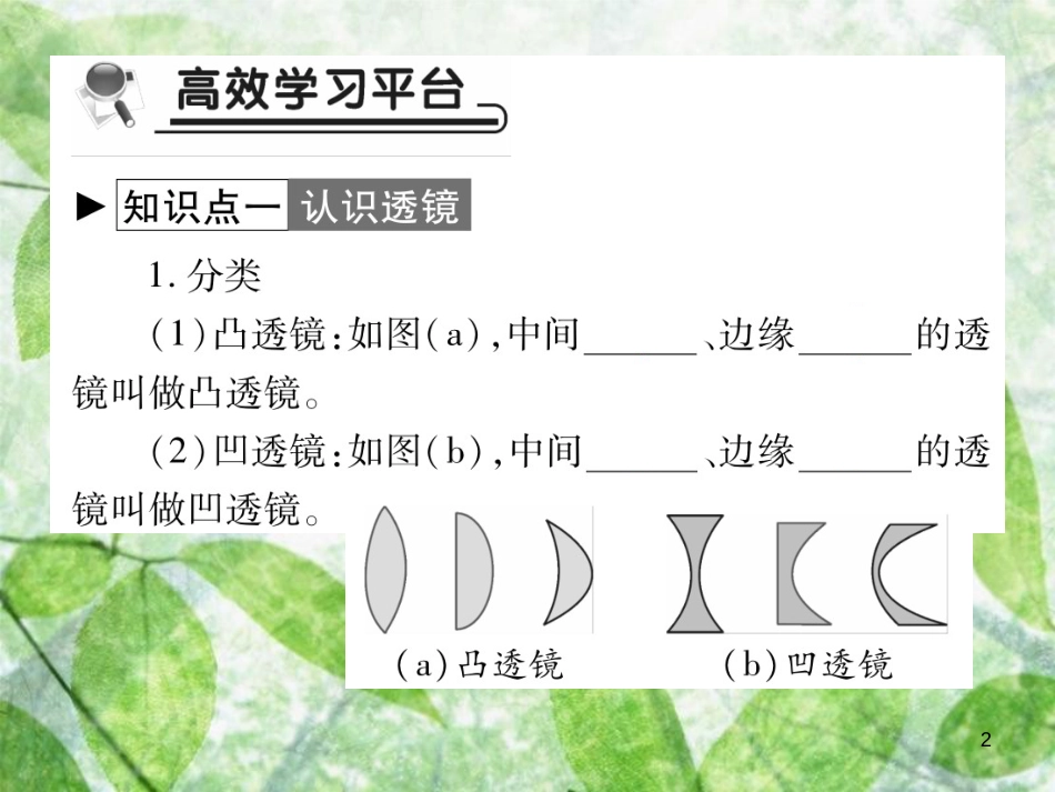 八年级物理上册 第四章 第5节 科学探究：凸透镜成像（第1课时 认识透镜）习题优质课件 （新版）教科版_第2页