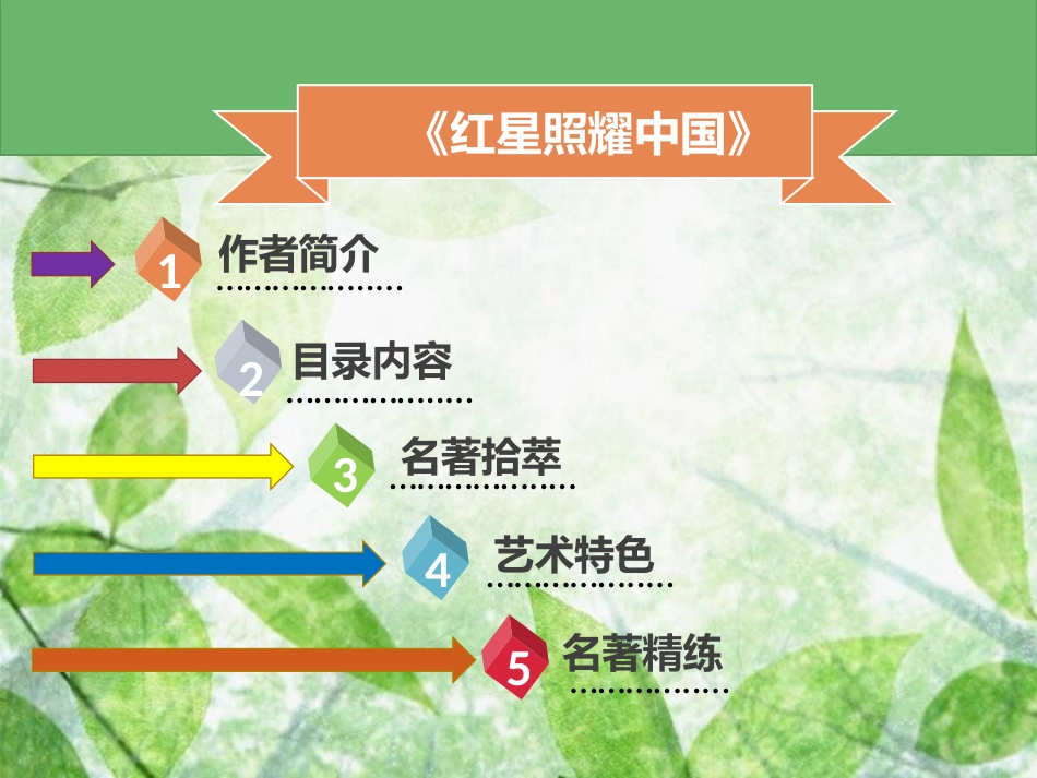 八年级语文上册 第三单元 名著导读《红星照耀中国》习题优质课件 新人教版_第1页