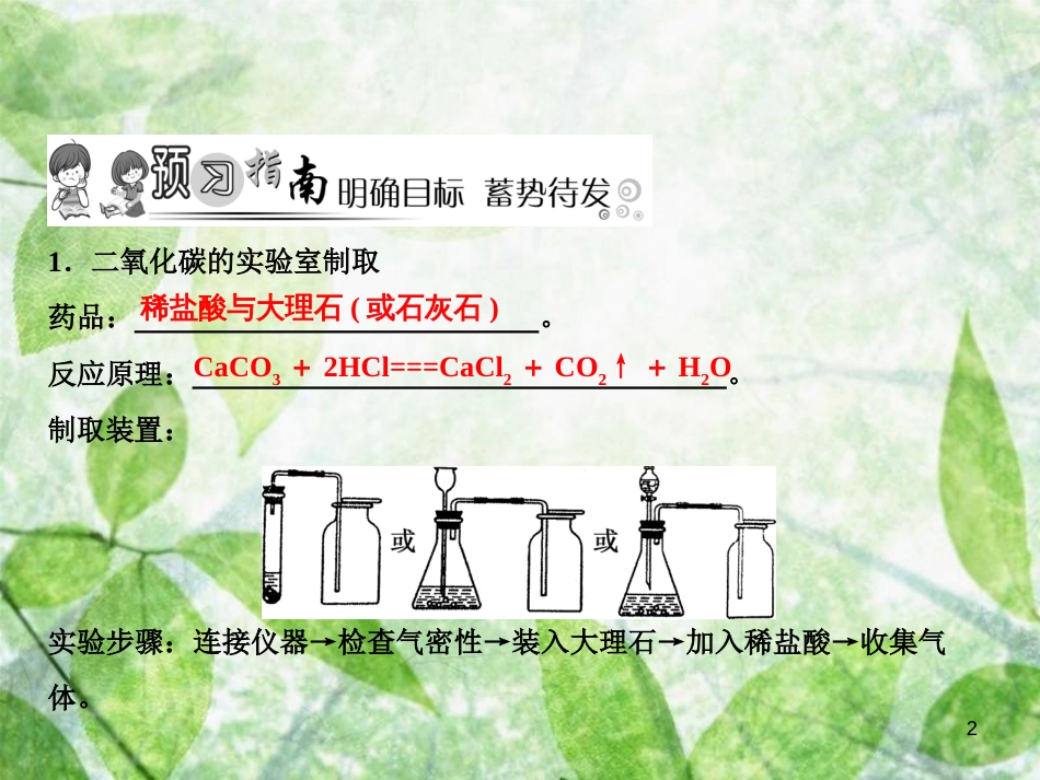 九年级化学上册 第6单元 碳和碳的氧化物 课题2 二氧化碳制取的研究作业优质课件 （新版）新人教版_第2页