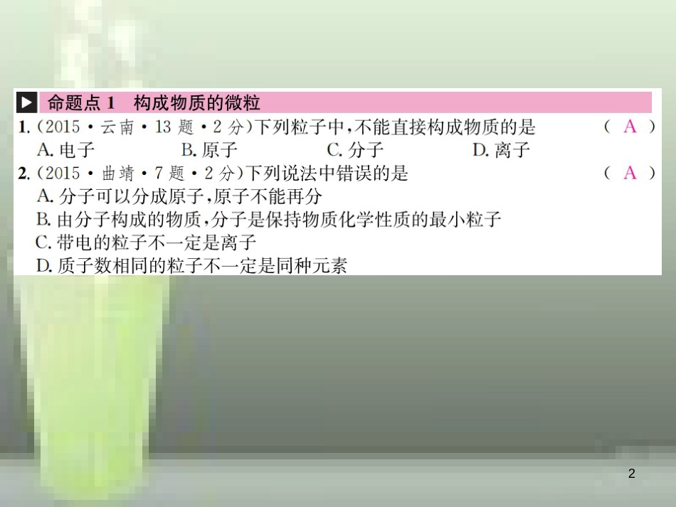 （云南专版）2019年中考化学总复习 教材考点梳理 第三单元 物质构成的奥奥秘优质课件_第2页