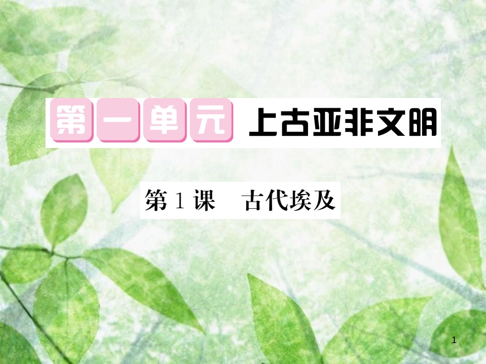 九年级历史上册 第一单元 上古亚非文明 第1课 古代埃及优质课件 岳麓版_第1页