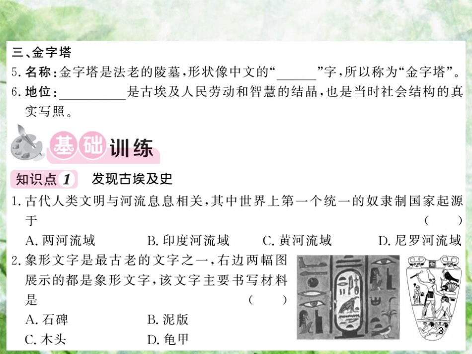 九年级历史上册 第一单元 上古亚非文明 第1课 古代埃及优质课件 岳麓版_第3页