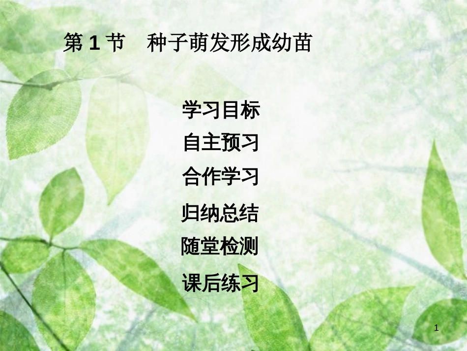 七年级生物上册 第3单元 第6章 第1节 种子萌发形成幼苗优质课件 （新版）北师大版_第1页