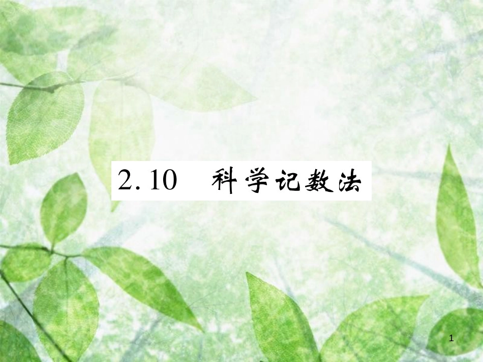 七年级数学上册 第二章 有理数及其运算 2.10 科学计数法练习优质课件 （新版）北师大版_第1页