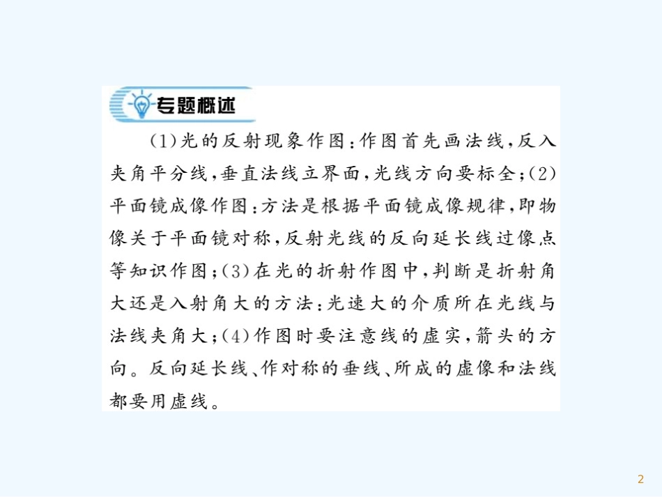 （湖北专用）八年级物理上册 专题训练三 光学作图习题优质课件 （新版）新人教版_第2页