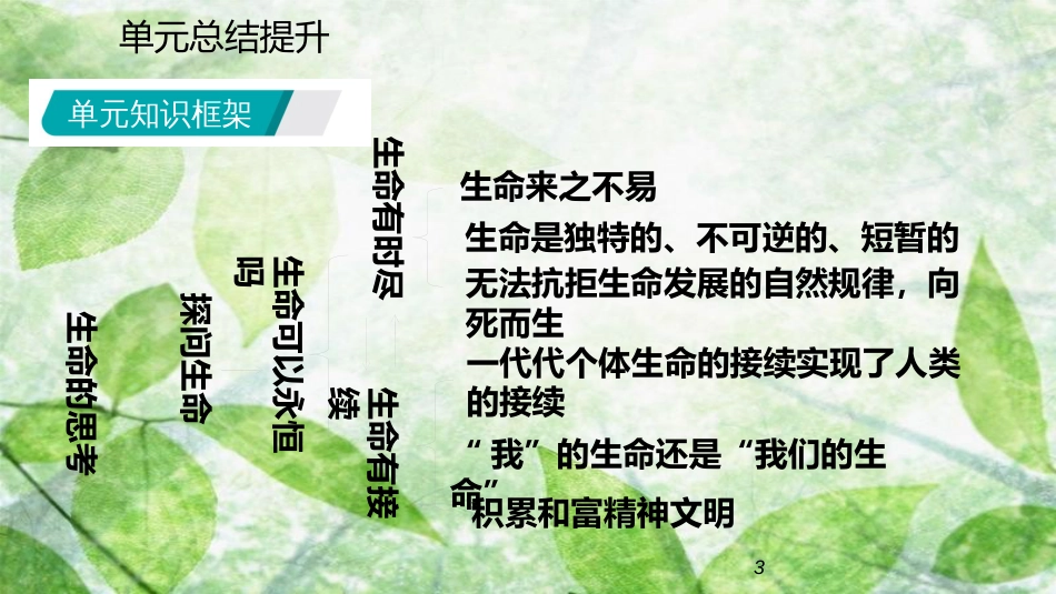 七年级道德与法治上册 第四单元 生命的思考复习优质课件 新人教版_第3页