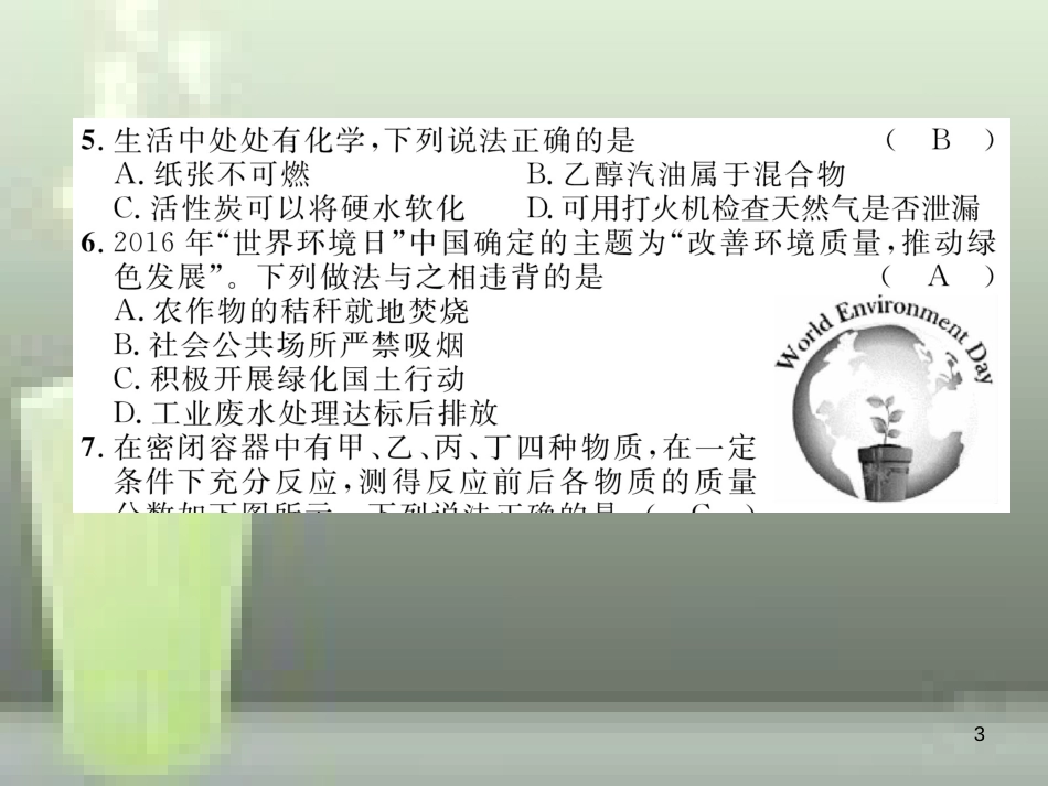 （云南专版）九年级化学上册 期末达标测试卷优质课件 （新版）新人教版_第3页