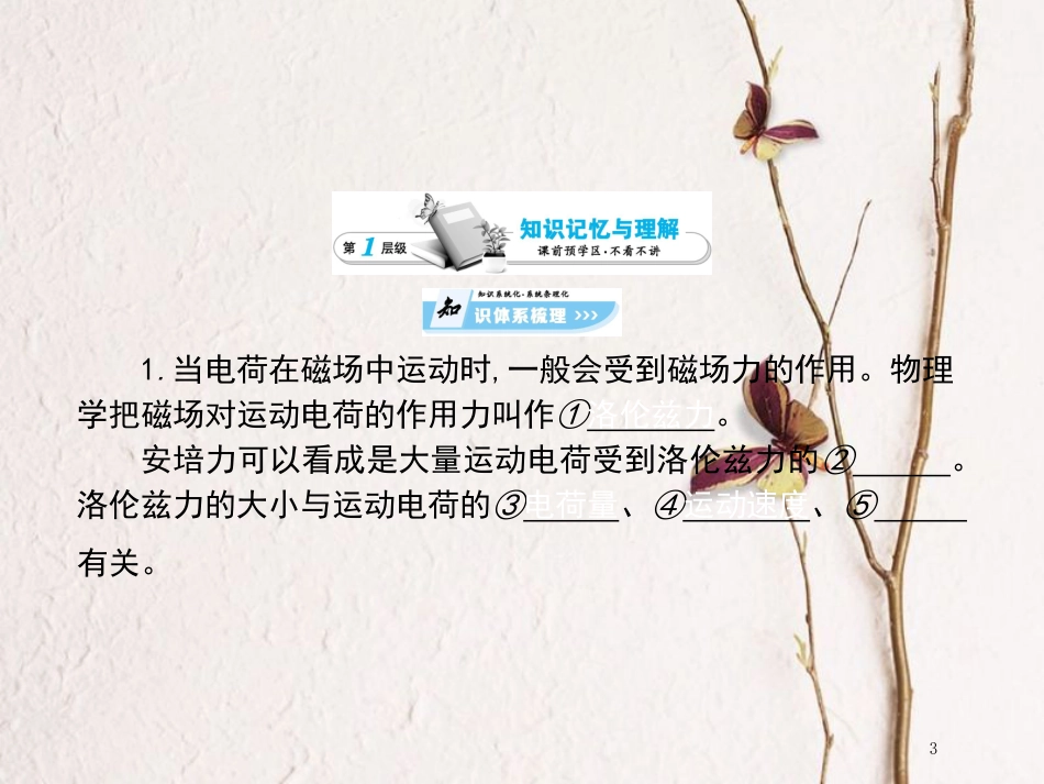 高中物理 第6章 磁场对电流和运动电荷的作用 第2节 磁场对运动电荷的作用课件 鲁科版选修3-1[共75页]_第3页