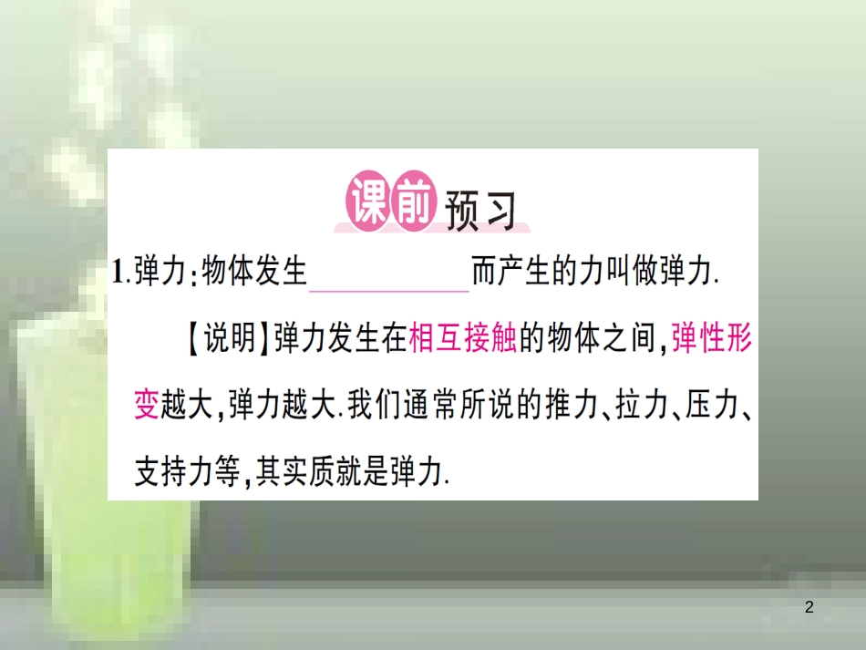 （遵义专版）八年级物理全册 第六章 第三节 弹力与弹簧测力计习题优质课件 （新版）沪科版_第2页