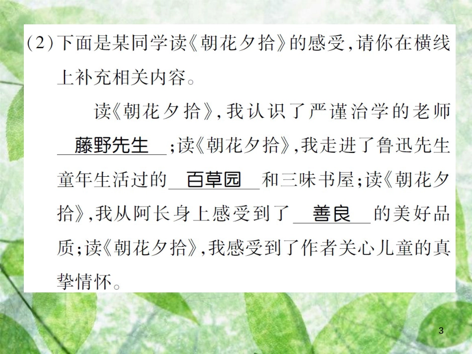 七年级语文上册 第三单元 名著导读《朝花夕拾》优质课件 新人教版_第3页