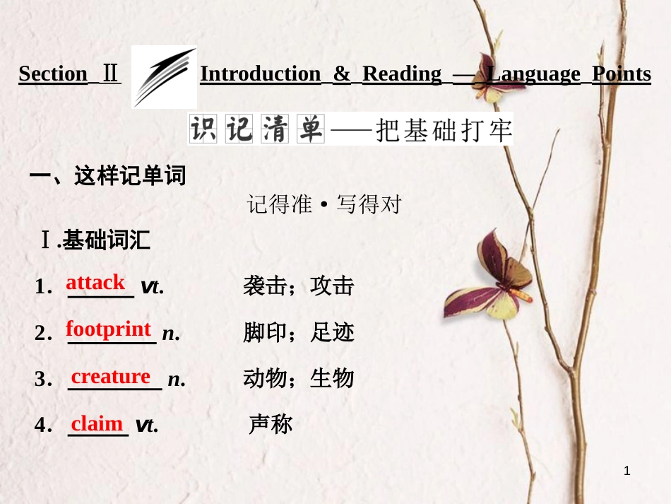 高中英语 Module 6 Unexplained Mysteries of the Natural World Section Ⅱ Introduction &amp; Reading-Language Points课件 外研版必修4[共35页][共35页]_第1页