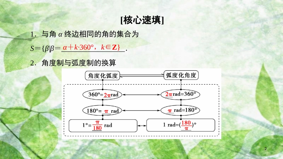 高中数学 第一章 三角函数 阶段复习课 第1课 任意角的三角函数及诱导公式优质课件 新人教A版必修4_第2页