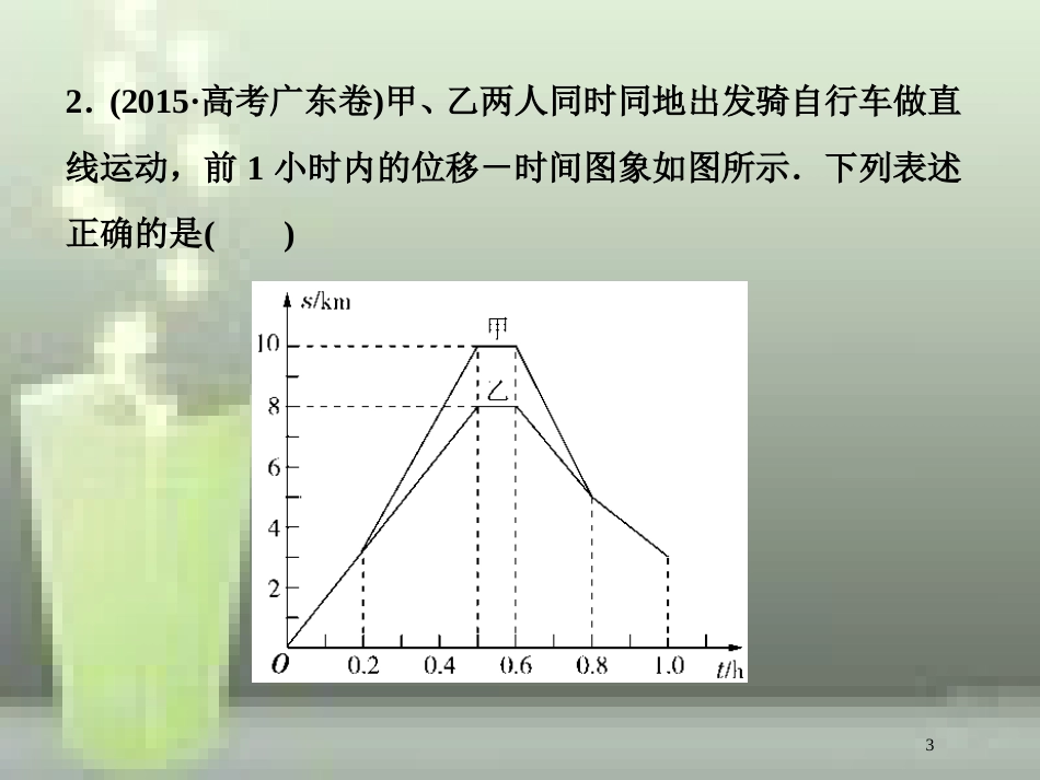 高考物理一轮复习 第一章 运动的描述匀变速直线运动的研究 第三节 运动图象追及、相遇问题课后检测能力提升优质课件_第3页