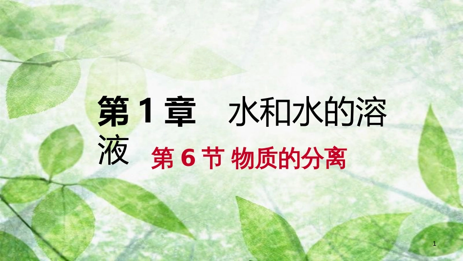 八年级科学上册 第1章 水和水的溶液 1.6 物质的分离练习优质课件1 （新版）浙教版_第1页