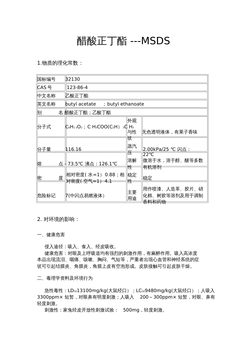 醋酸正丁酯MSDS[共3页]_第1页