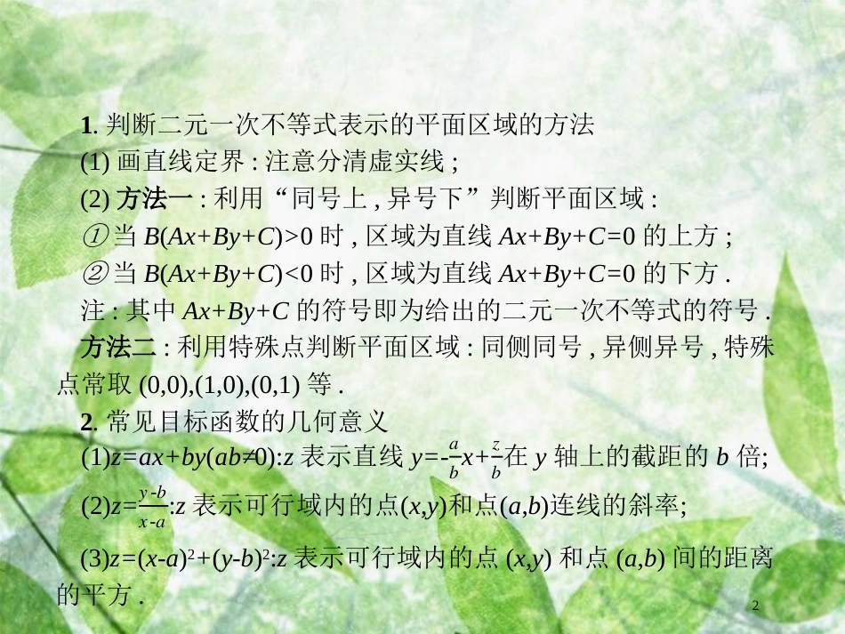 高考数学二轮复习 第二部分 专题一 常考小题点 1.2 线性规划题专项练优质课件 理_第2页