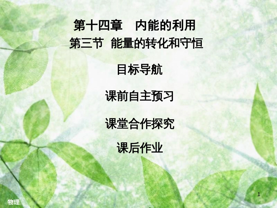 九年级物理全册 14.3 能量的转化和守恒习题优质课件 （新版）新人教版_第1页