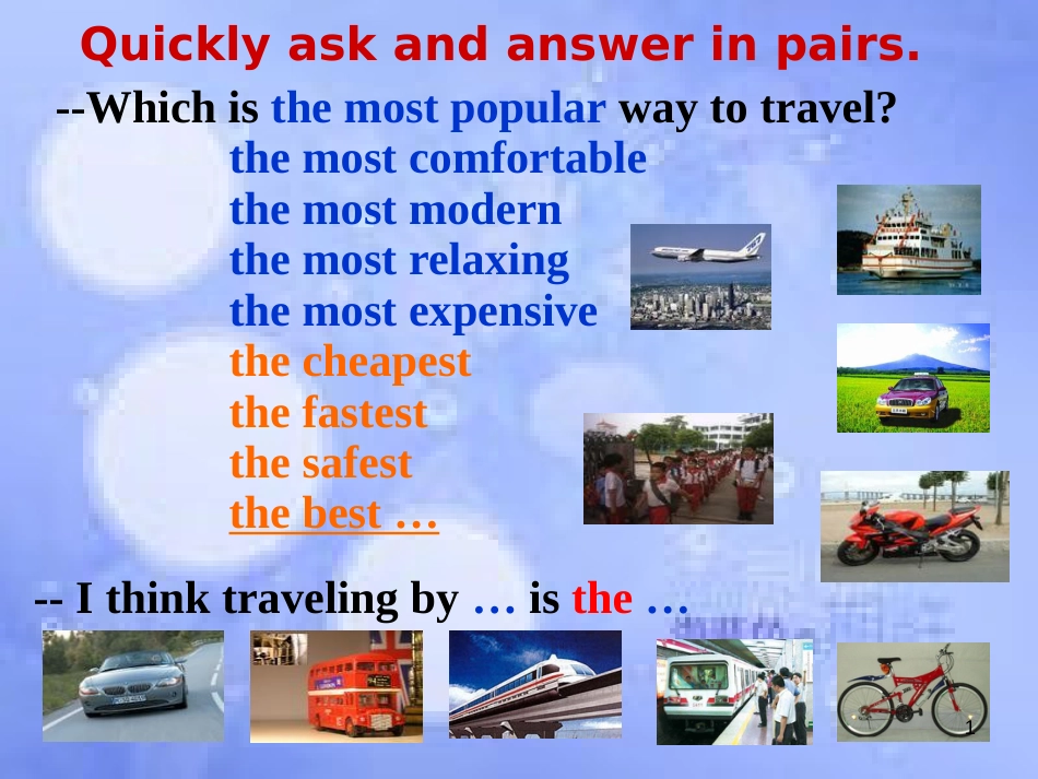 八年级英语上册 Module 4 Planes, ships and trains Unit 2 What is the best way to travel课件2 （新版）外研版_第1页