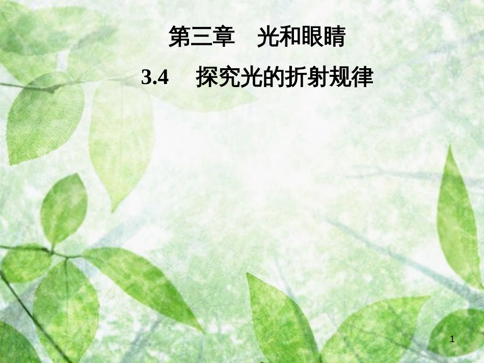 八年级物理上册 3.4 探究光的折射规律优质课件 （新版）粤教沪版_第1页