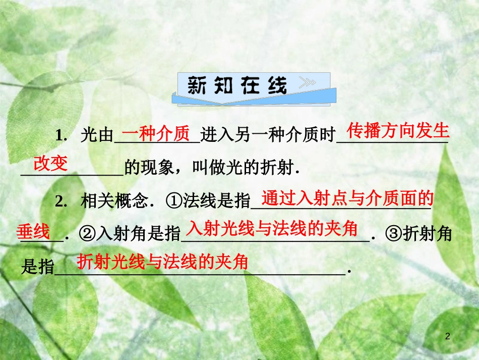 八年级物理上册 3.4 探究光的折射规律优质课件 （新版）粤教沪版_第2页