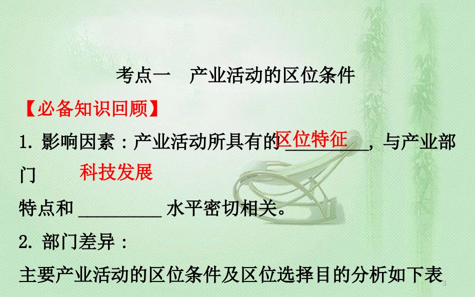 高考地理一轮复习 第七章 区域产业活动 7.1 产业活动的区位条件和地域联系优质课件 新人教版_第3页