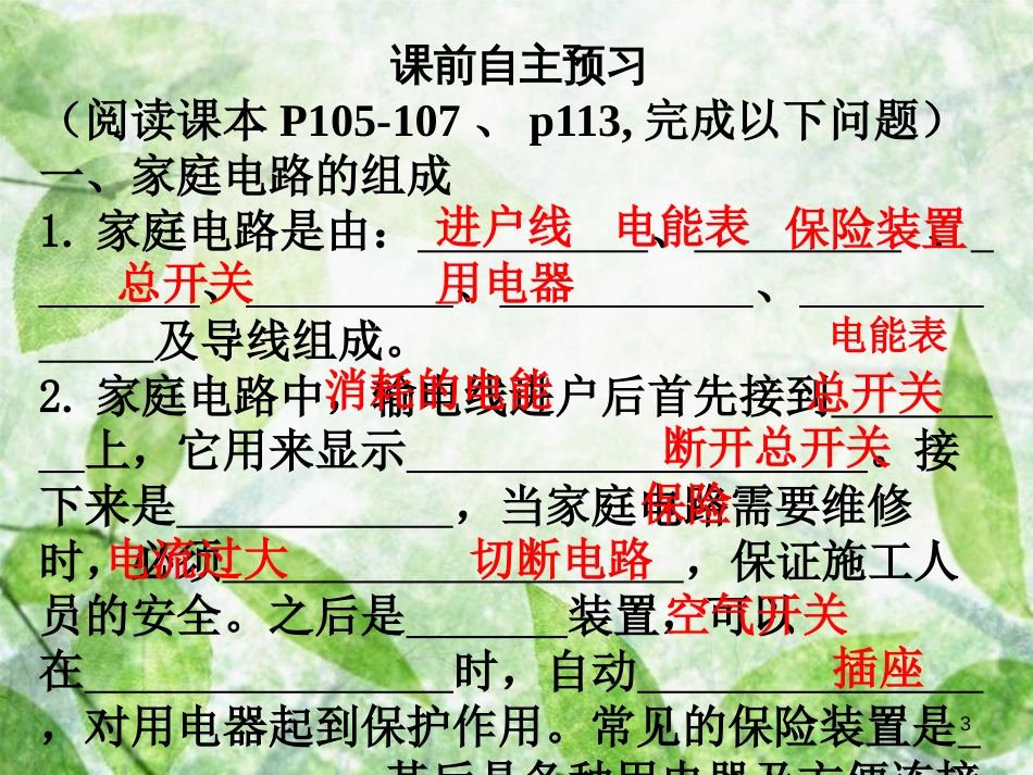 九年级物理全册 19.1 家庭电路习题优质课件 （新版）新人教版_第3页