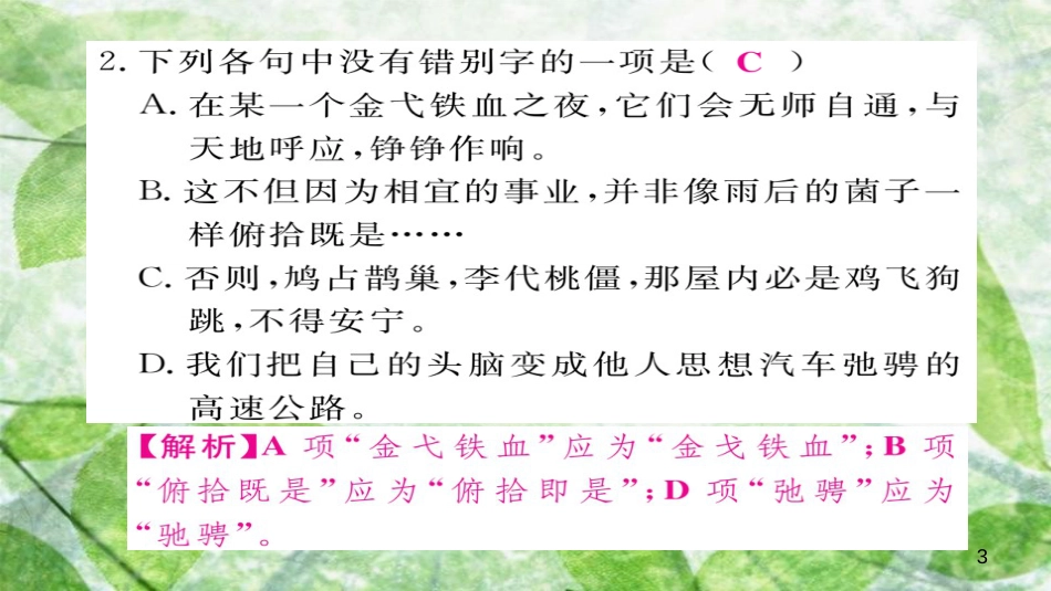 九年级语文上册 第二单元 9精神的三间小屋习题优质课件 新人教版_第3页